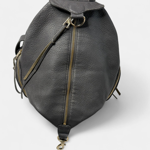 Rebecca Minkoff Julian Backpack Bag Dark Gray Pebbled Leather Gold Hardware - Picture 13 of 13